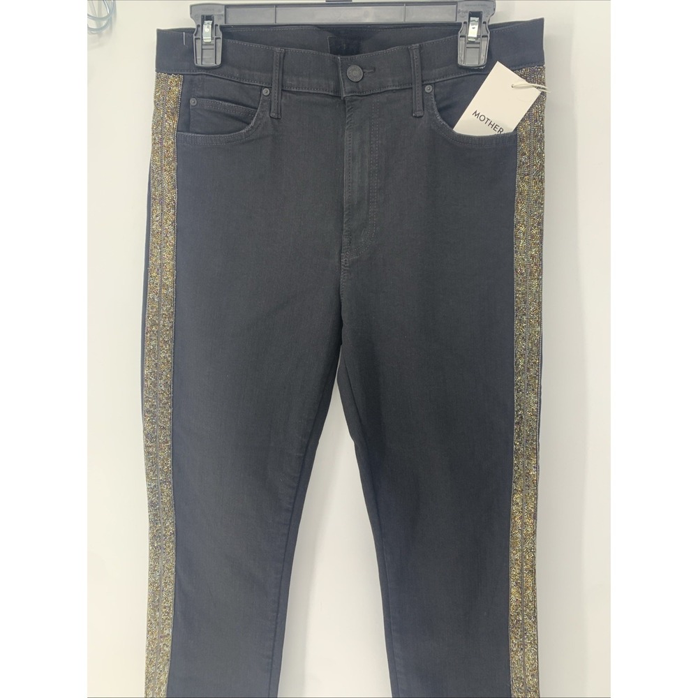 NEW Mother The Rascal Ankle Fray Jeans Women's Size 31 Denim Black Guilty Flash